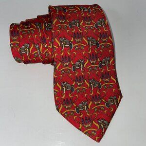 Salvatore Ferragamo Men's Red Silk Neck Tie Made in Italy Antique Car Model T